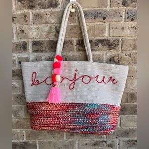 America & Beyond Bonjour Woven Tote Bag - Multicolor